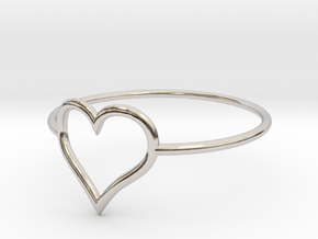 Size 6 Love Heart A in Rhodium Plated Brass