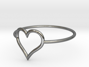 Size 6 Love Heart A in Fine Detail Polished Silver