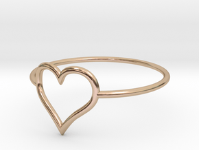 Size 7 Love Heart A in 14k Rose Gold Plated Brass