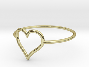 Size 8 Love Heart A in 18k Gold Plated Brass
