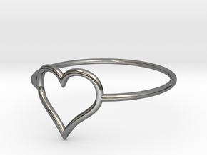 Size 8 Love Heart A in Fine Detail Polished Silver
