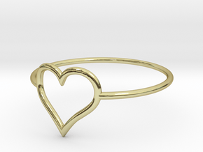 Size 9 Love Heart A in 18k Gold Plated Brass