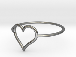 Size 10 Love Heart A in Fine Detail Polished Silver