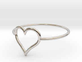 Size 11 Love Heart A in Rhodium Plated Brass