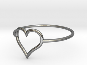 Size 11 Love Heart A in Fine Detail Polished Silver
