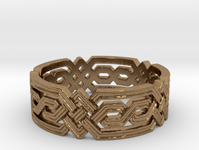 Fantasy Geometric Knot Ring in Natural Brass