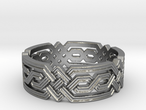 Fantasy Geometric Knot Ring in Natural Silver