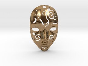Festival Mask Pendant in Natural Brass