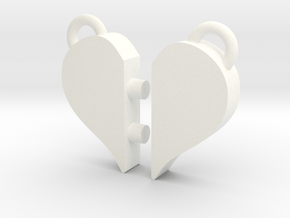 Heart Pendants in White Processed Versatile Plastic