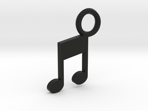 Music Note Keychain in Black Natural Versatile Plastic