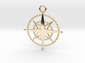 Compass Rose Keychain in 14k Gold Plated Brass