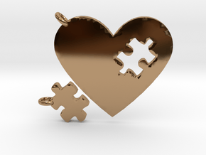 Heart Puzzle Keychains in Polished Brass