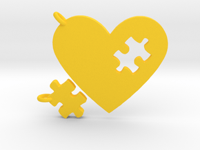 Heart Puzzle Keychains in Yellow Processed Versatile Plastic
