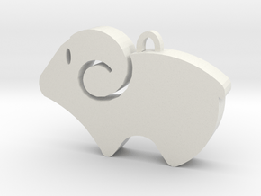 Simple Aries Keychain in White Natural Versatile Plastic