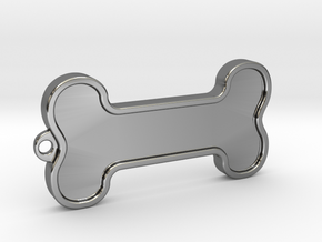 Dog Bone Keychain in Fine Detail Polished Silver