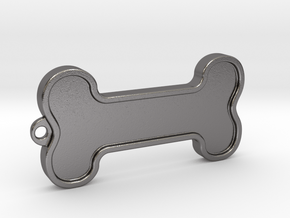 Dog Bone Keychain in Polished Nickel Steel