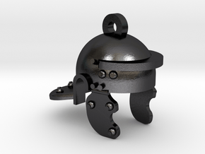 Roman Helmet Keychain  in Polished and Bronzed Black Steel