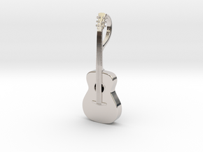 Acoustic Guitar Keychain in Rhodium Plated Brass