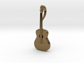 Acoustic Guitar Keychain in Polished Bronze