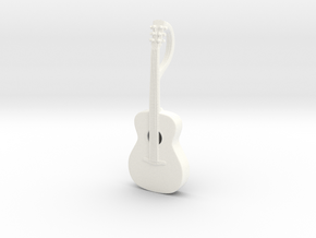 Acoustic Guitar Keychain in White Processed Versatile Plastic