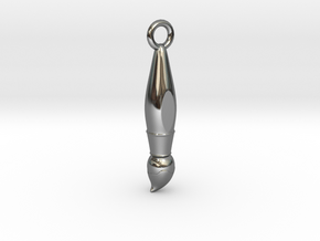 Customizable Brush Keychain in Fine Detail Polished Silver