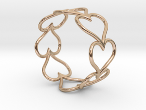 Size 7 Love Heart D in 14k Rose Gold Plated Brass