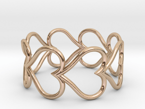 Size 9 Love Heart D in 14k Rose Gold Plated Brass