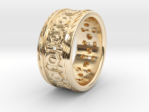 LATTICE RING WITH SILVER DIAMONDS SIZE 10.5 in 14k Gold Plated Brass