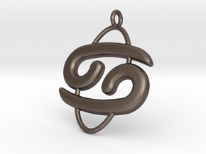 Cancer Pendant in Polished Bronzed Silver Steel