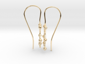 Caffeine molecule earrings with fishhook loops  in 14K Yellow Gold
