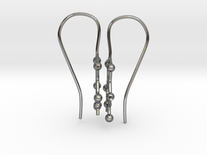 Caffeine molecule earrings with fishhook loops  in Fine Detail Polished Silver
