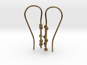 Caffeine molecule earrings with fishhook loops  in Polished Bronze