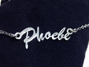 Name Necklace Pendant - Phoebe in Fine Detail Polished Silver