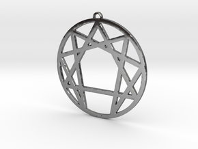 Enneagram Pendant Large (2 inches) in Fine Detail Polished Silver