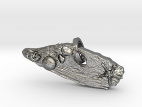 Driftwood keychain or large pendant in Fine Detail Polished Silver