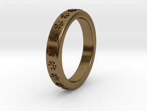 Ø16 mm - Ø0.630inch Ring  With Snowflake Motif in Polished Bronze