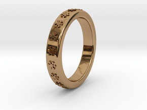 Ø16 mm - Ø0.630inch Ring  With Snowflake Motif in Polished Brass