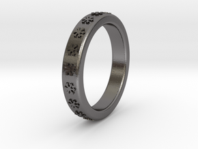 Ø16 mm - Ø0.630inch Ring  With Snowflake Motif in Polished Nickel Steel