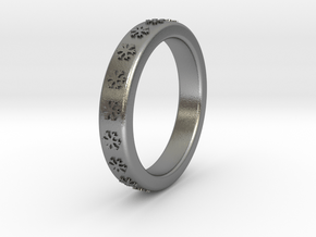 Ø16 mm - Ø0.630inch Ring  With Snowflake Motif in Natural Silver