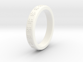 Ø16 mm - Ø0.630inch Ring  With Snowflake Motif in White Processed Versatile Plastic