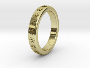 Ø16 mm - Ø0.630inch Ring  With Snowflake Motif in 18k Gold Plated Brass