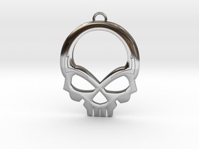 Skull Pendant in Fine Detail Polished Silver