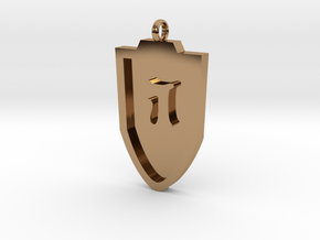 Medieval J Shield Pendant in Polished Brass