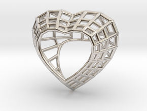 The Heart Diamond Ring / size 6 (16.5 mm diameter) in Rhodium Plated Brass