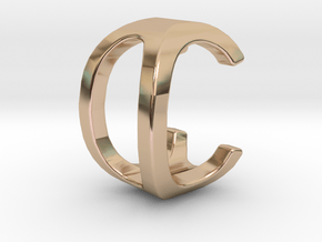 Two way letter pendant - C0 0C in 14k Rose Gold Plated Brass