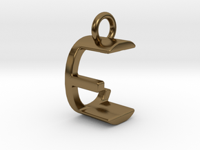 Two way letter pendant - CE EC in Polished Bronze