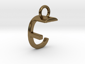 Two way letter pendant - CF FC in Polished Bronze
