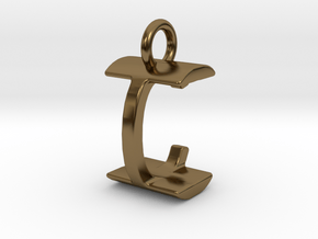 Two way letter pendant - CI IC in Polished Bronze