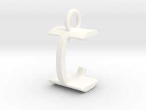 Two way letter pendant - CI IC in White Processed Versatile Plastic