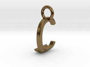 Two way letter pendant - CJ JC in Polished Bronze